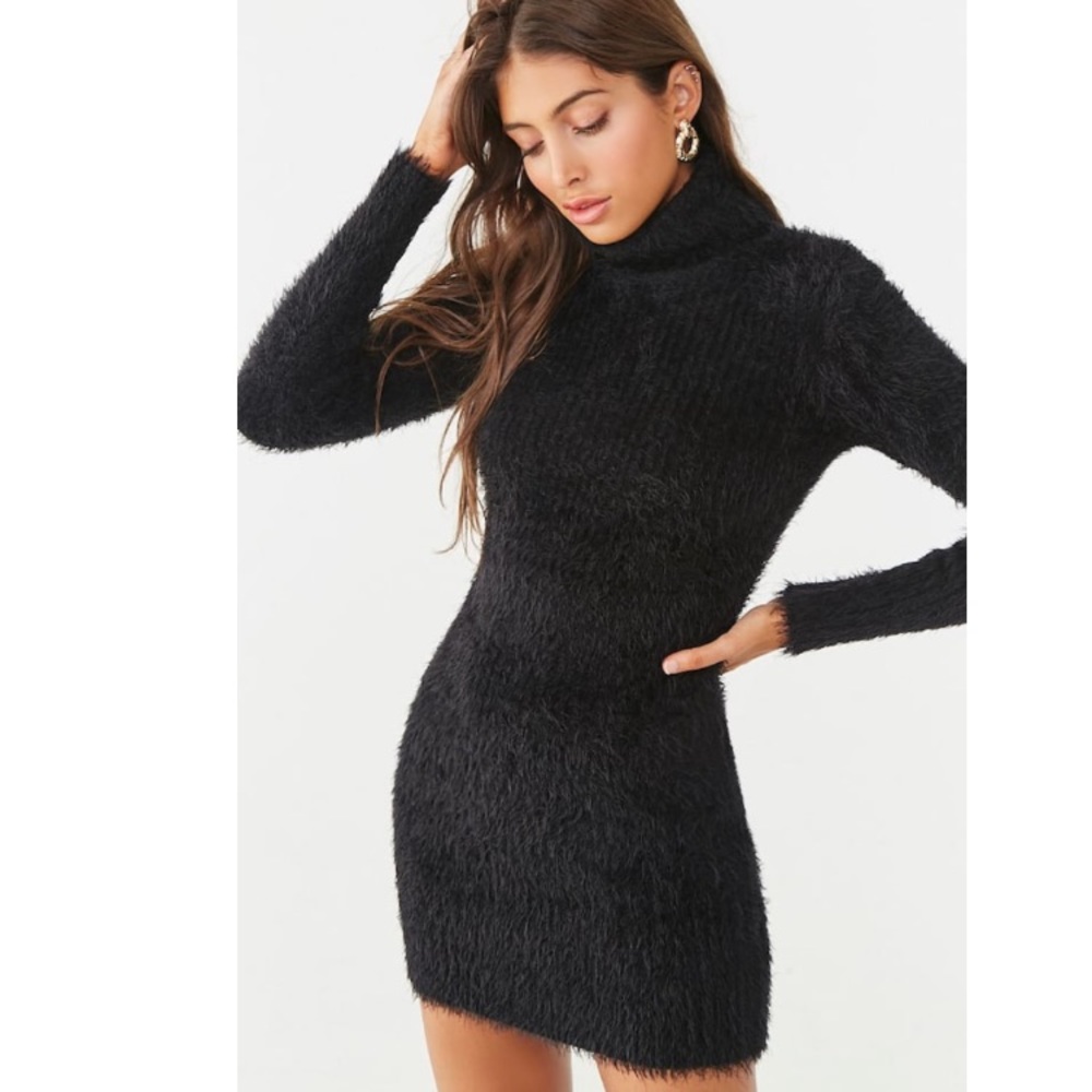 Black mini long sleeve dress